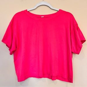 Avocado Neon Pink Crop Top